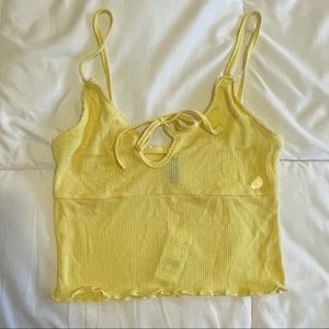 NWT LA Hearts by PacSun light yellow crop tank top lettuce hem and tie front S